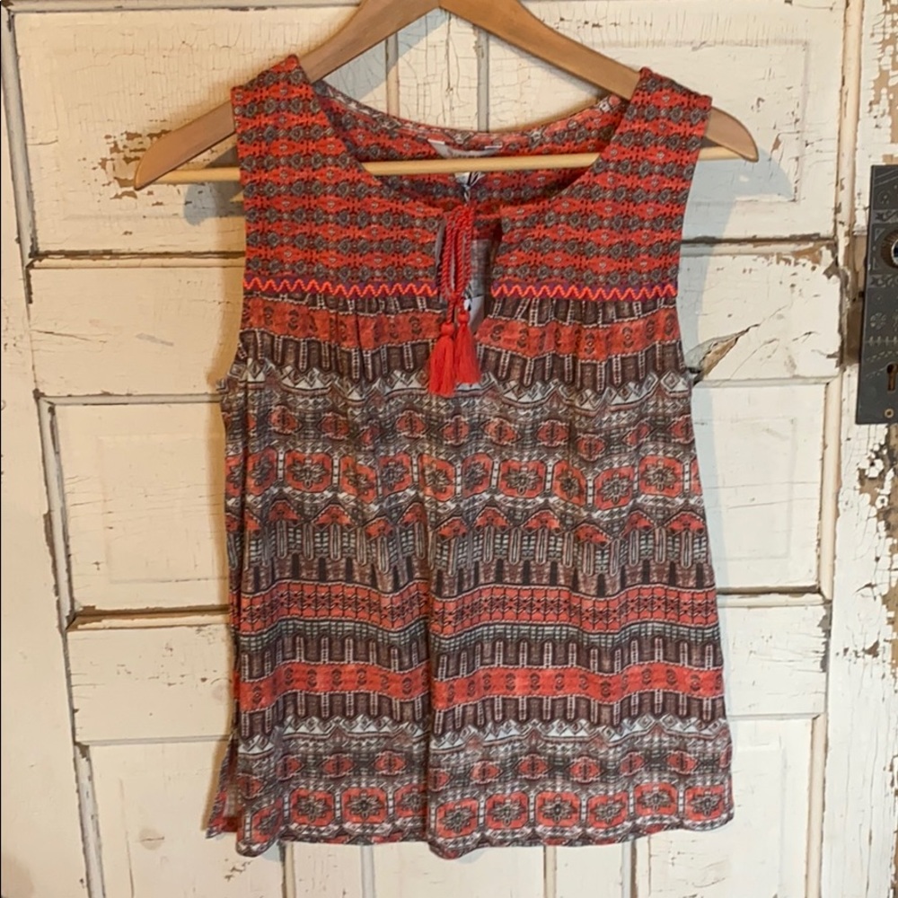 NWT Lucky Boho sleeveless top with tassels